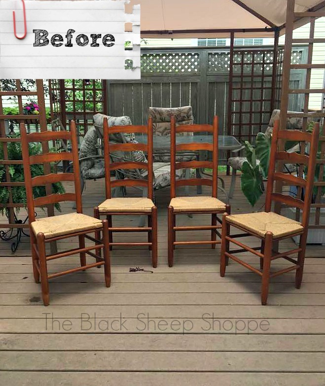 Vintage ladder back chairs before painting Vintage ladder back chairs before painting