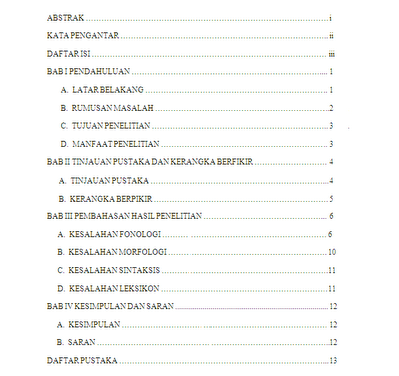 Cara Membuat Daftar Isi Makalah Yang Benar