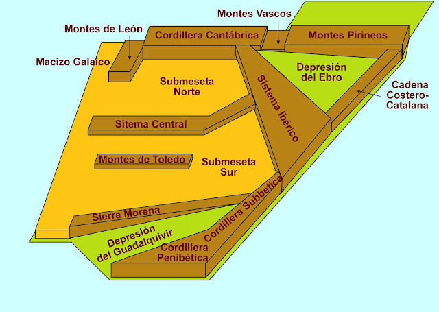 Resultado de imagen de mapa físico de la península ibérica
