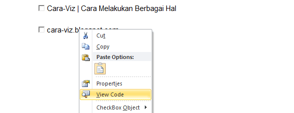 Cara Menambahkan Check Box Menggunakan ActiveX Control Pada Word Cara Menambahkan Check Box Menggunakan ActiveX Control Pada Word