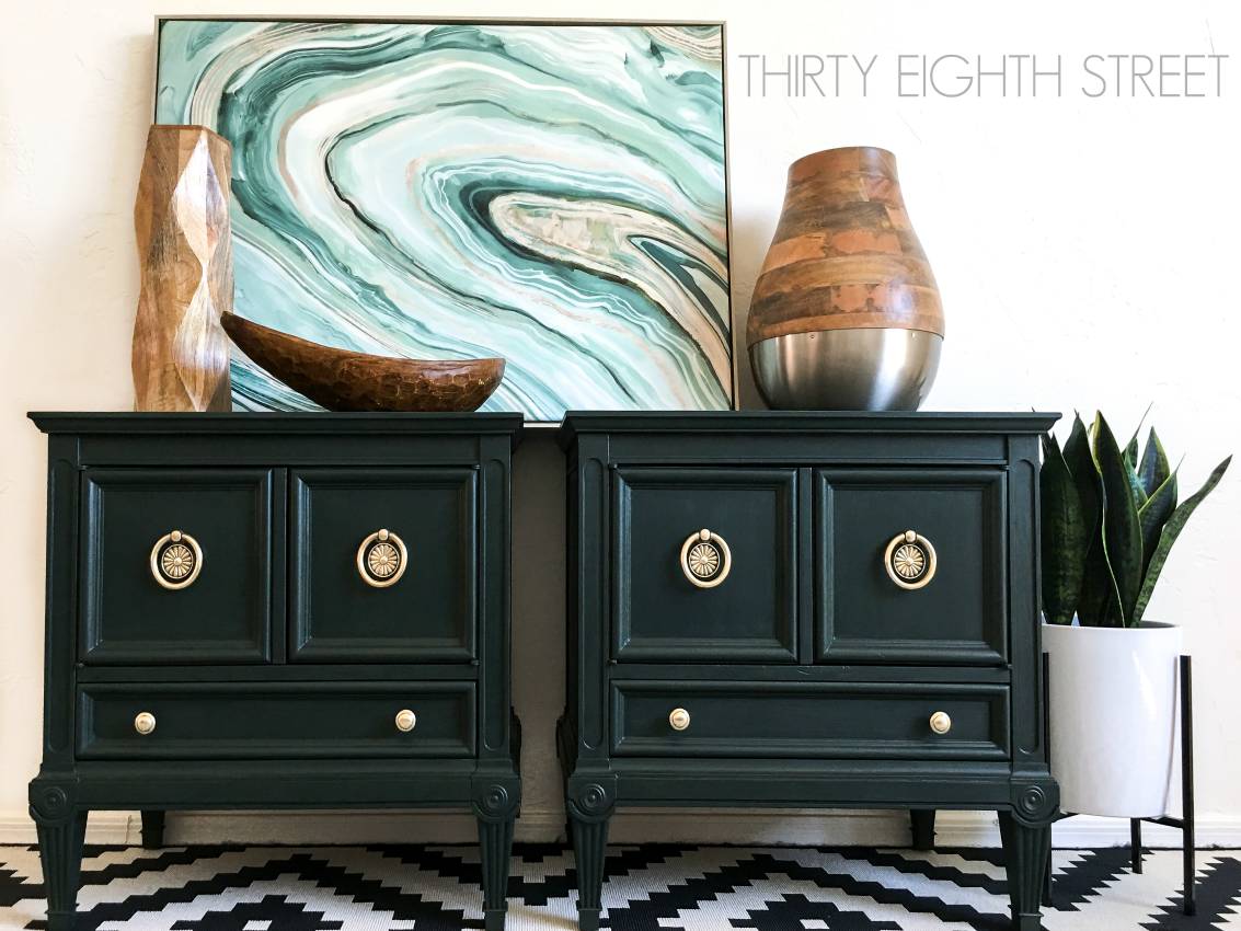 Refinishing Furniture With Pure, Dark Green Painted Dresser