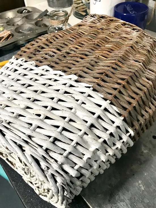 basket with the bottom painted white
