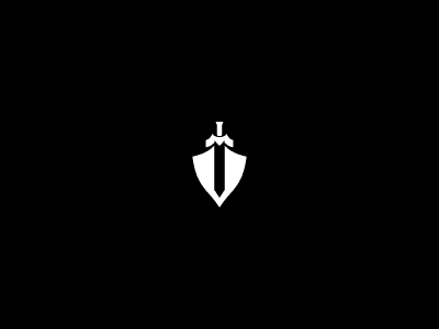 Negative Space Sword Shield Logo