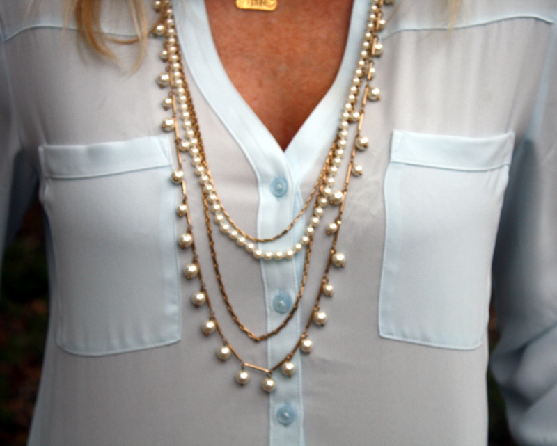 layered gold and pearl necklace