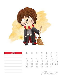 Calendario 2017 de Harry Potter para Imprimir Gratis. Calendario 2017 de Harry Potter para Imprimir Gratis Marzo.