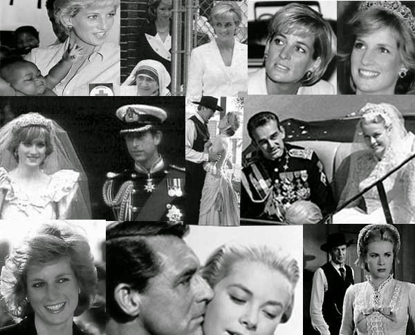 Grace de Monaco et Lady Di Mosaïque mettant en parallèle Grace de Monaco et Lady Di