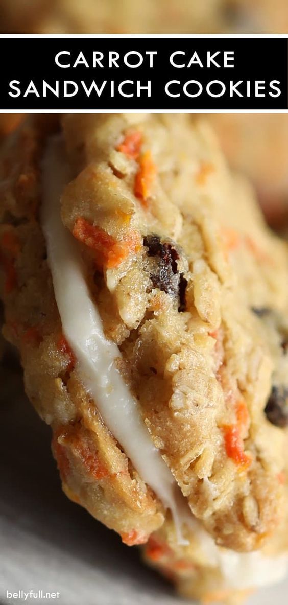 These Carrot Cake Cookies have all the flavors of your favorite carrot cake rolled into cookies. Soft, chewy, and sandwiched with a wonderful cream cheese frosting!