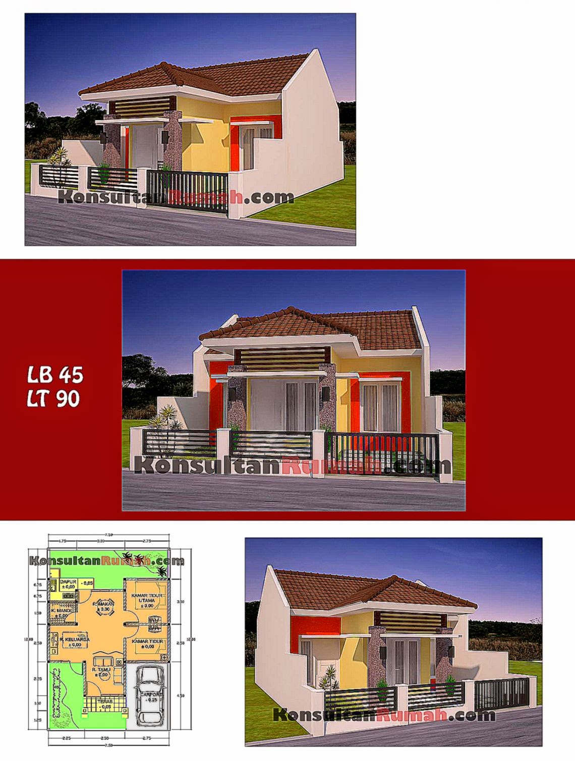 Kumpulan Contoh Denah Rumah  Minimalis  Type  45  Informasi 