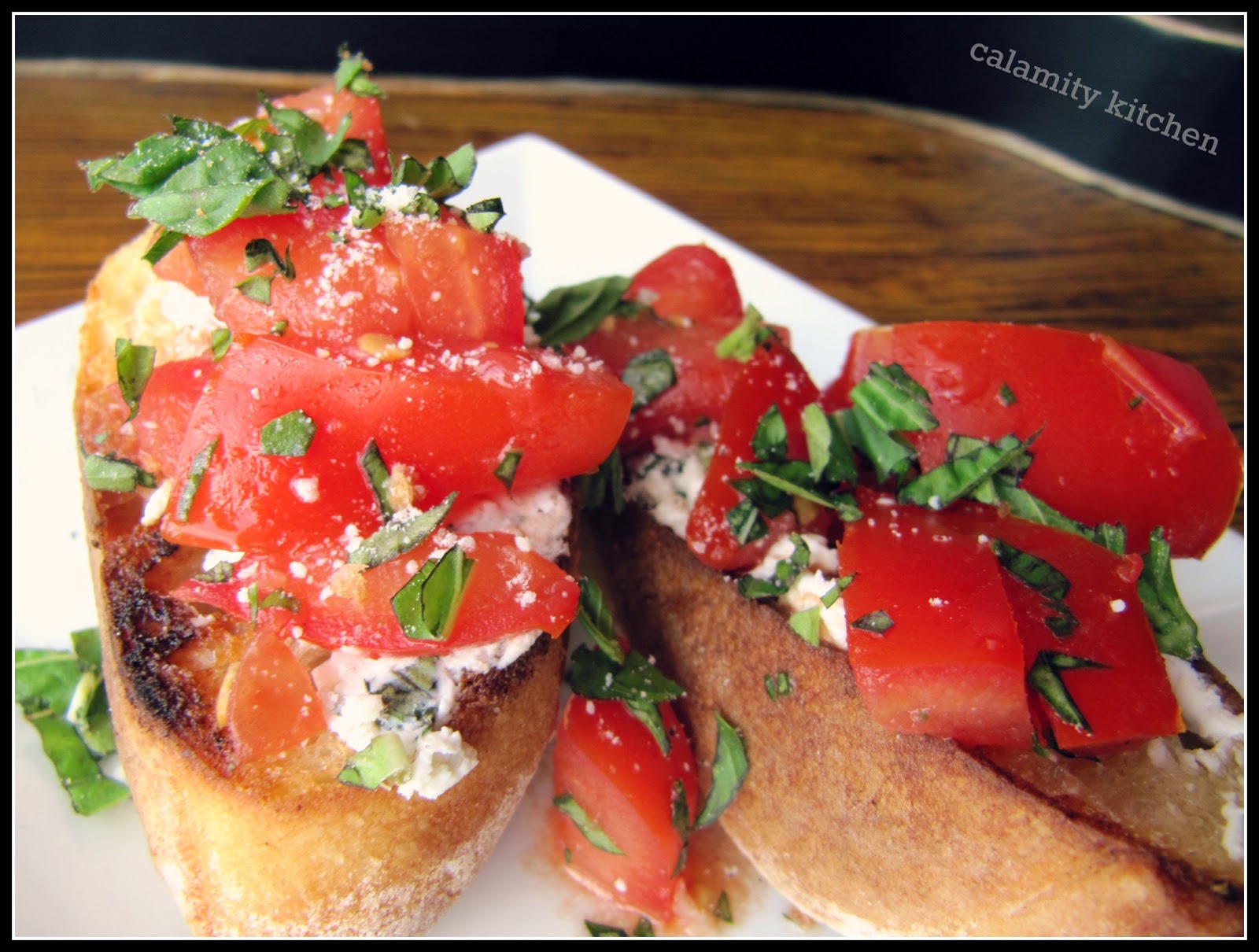 Calamity Kate's Kitchen Bruschetta with Herbed Goat Cheese and Sweet