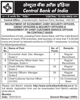 Central Bank of India Credit Security Officer Pevious Question Papers and Syllabus 2020