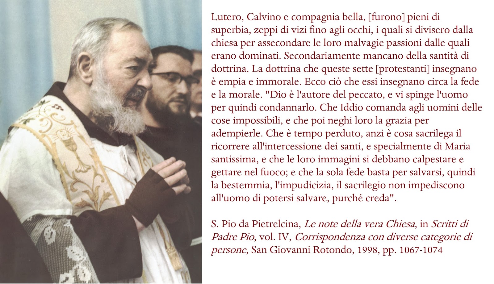 Scuola Ecclesia Mater Cosa Pensa Padre Pio Di Lutero E Degli Altri C D Riformatori