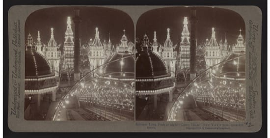 Imagen nocturna de Brilliant Luna Park, en 1904. Imagen nocturna de Brilliant Luna Park, en 1904.
