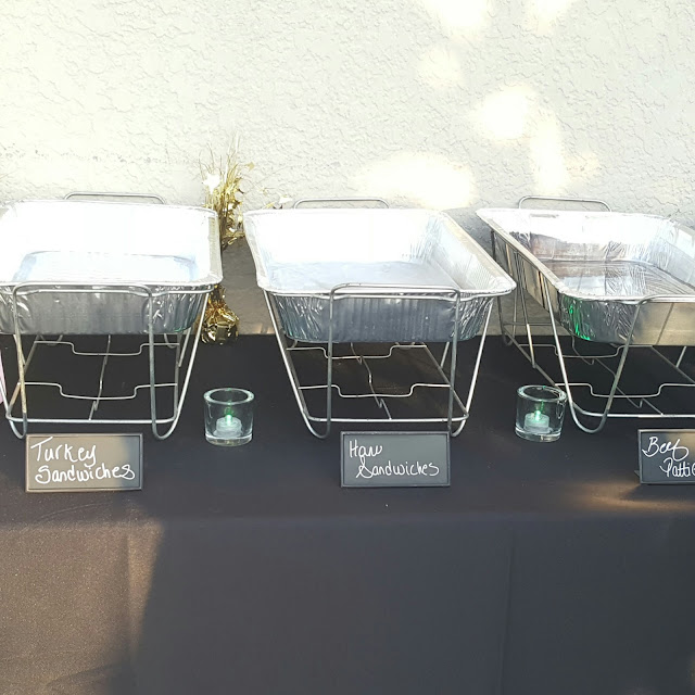 green and gold table decorations, eventsojudith, graduation party, sandwiches, appetizers