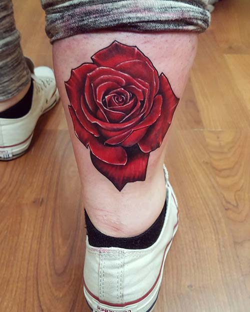 man calf red rose tattoo erkek baldır kırmızı gül dövmesi man calf red rose tattoo erkek baldır kırmızı gül dövmesi