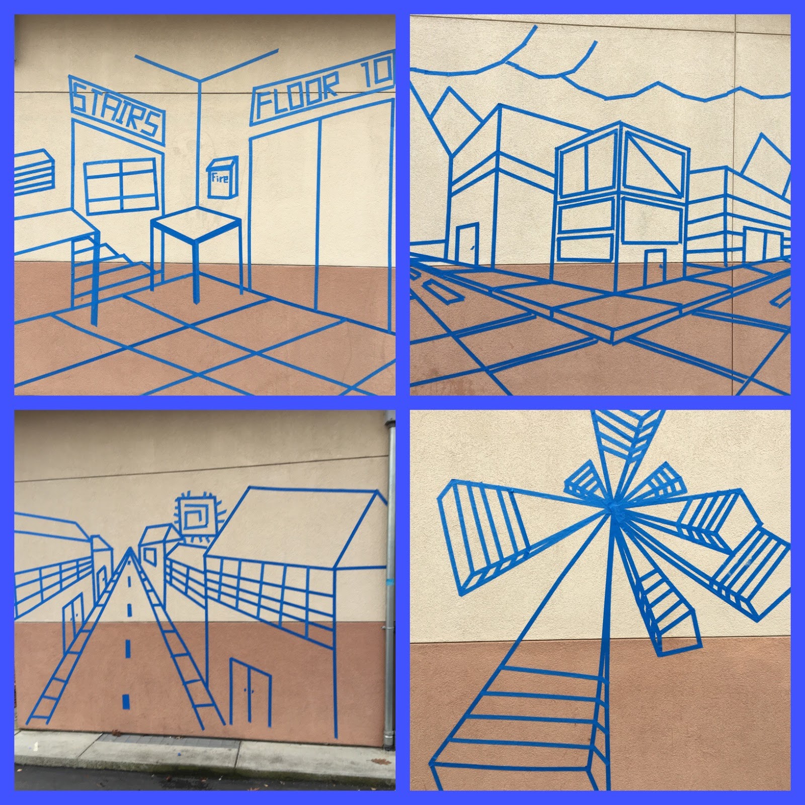 Expressions Curriculum 7th Grade Perspective Tape Murals are Installed!
