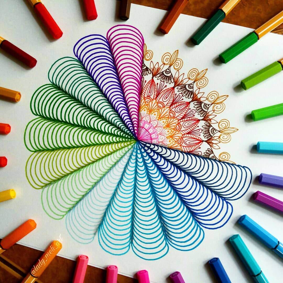 Colorful Mandala and Zentangle Drawings  Mandala art lesson, Gel pen art,  Zentangle drawings