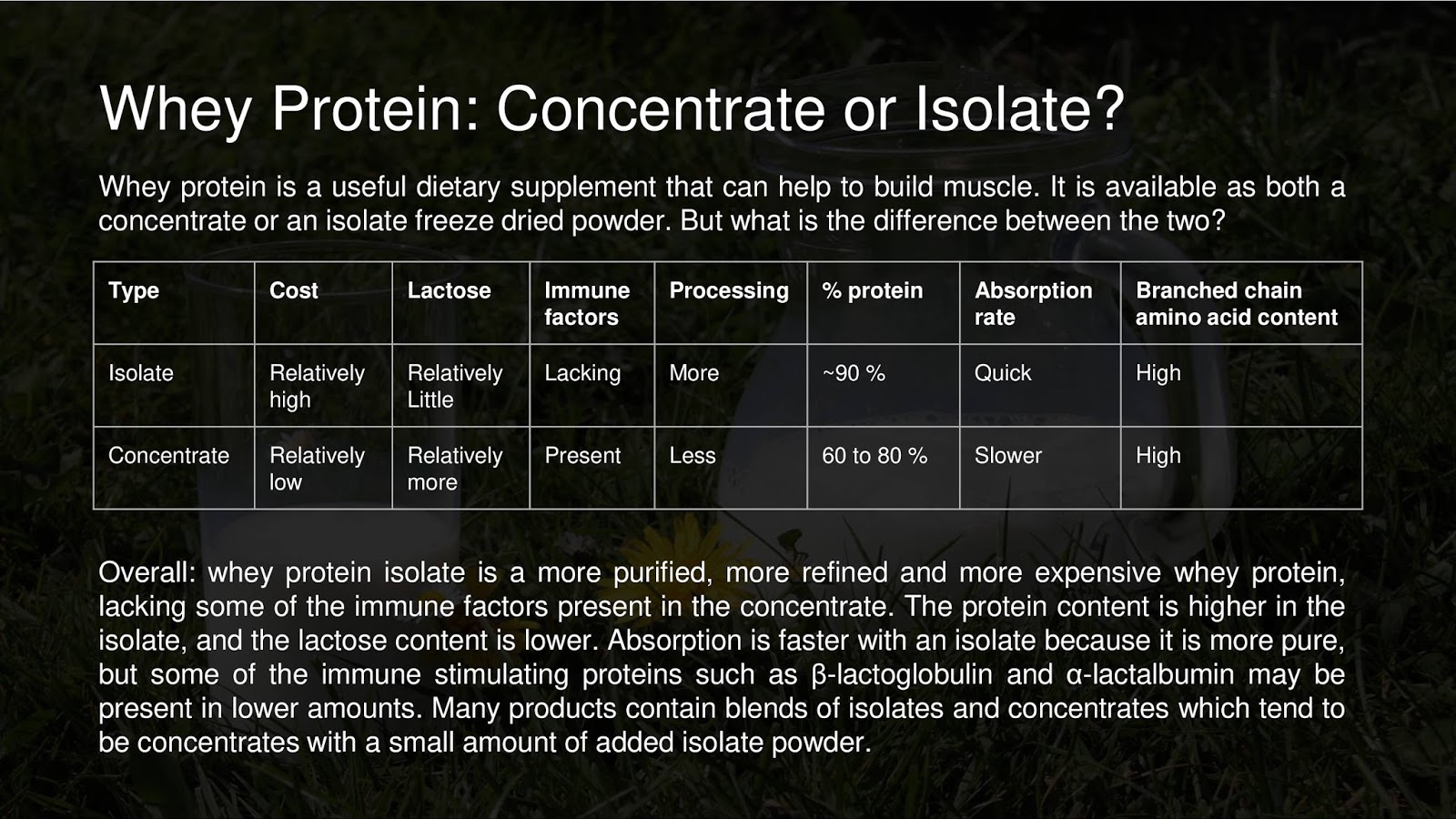 Whey Protein Concentrate or Isolate?