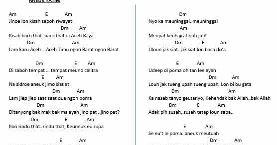 Lirik Lagu Aneuk Yatim: Chord dan Terjemahannya - Seni 