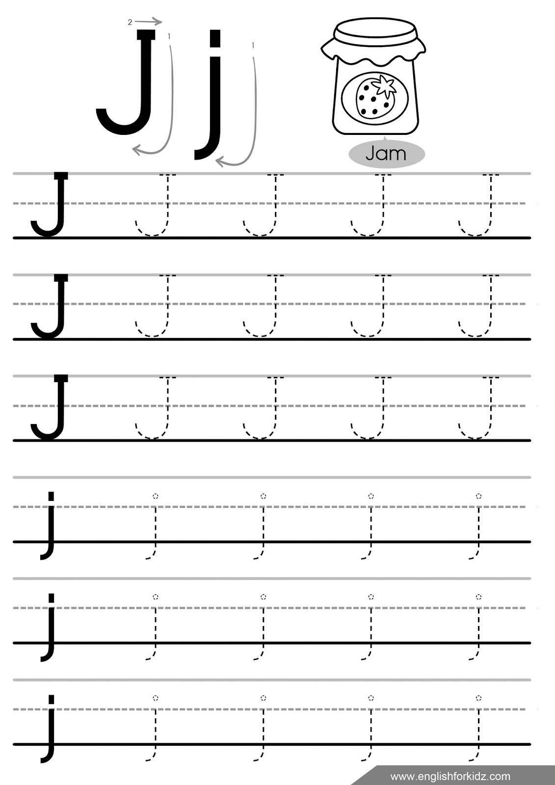 Letter J Printable Worksheets