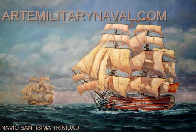 Pintura del navio Santisima Trinidad navegando