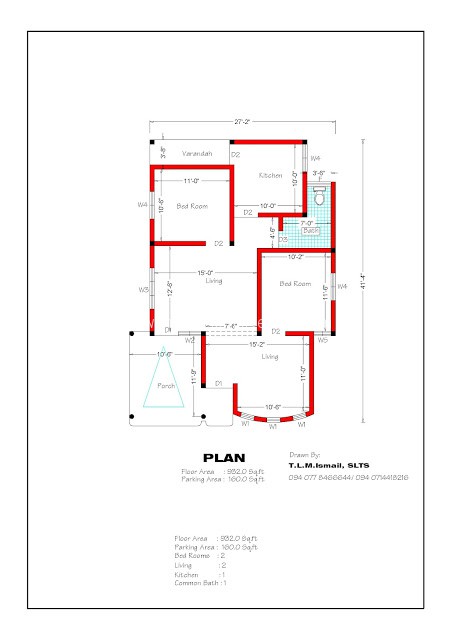 932 sqft 2 bedroom house plan and elevation | penting ayo di share