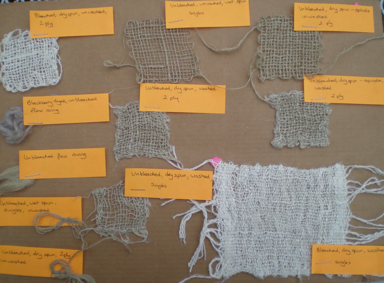 Urban Weaver Studio Spinning and weaving linen some samples