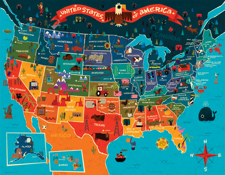 Online Maps: United States Map for Children