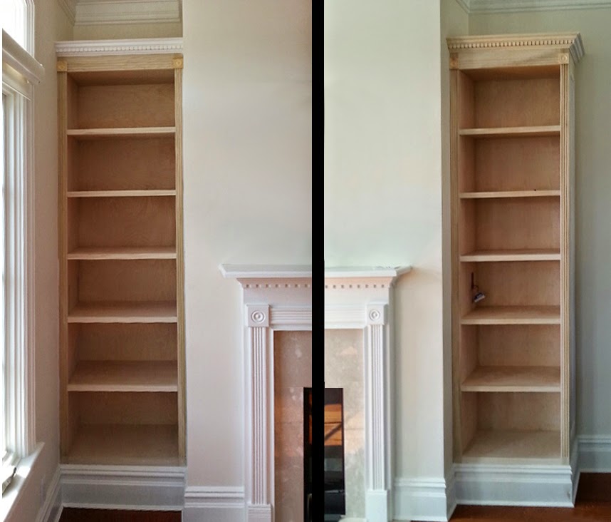 Bookcases flanking fireplace, Westchester, NY