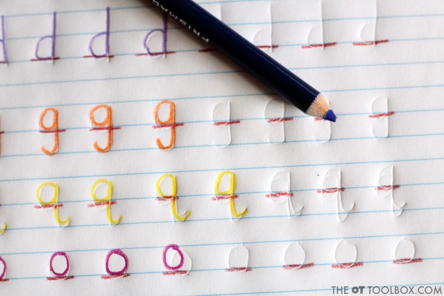 Use colored pencils to work on handwriting with these three handwriting activities that address letter formation, pencil pressure, and pencil control. Use colored pencils to work on handwriting with these three handwriting activities that address letter formation, pencil pressure, and pencil control.