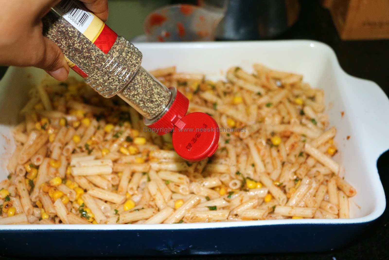 Aubergine Layered Baked Corn Cheese Quinoa Pasta Nee's Kitchen