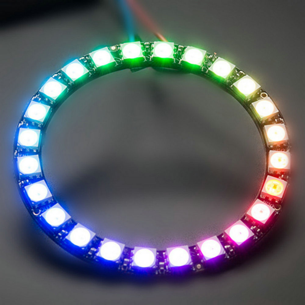 Winkleink box of wires RGB LED pixel ring with Raspberry Pi, Crumble