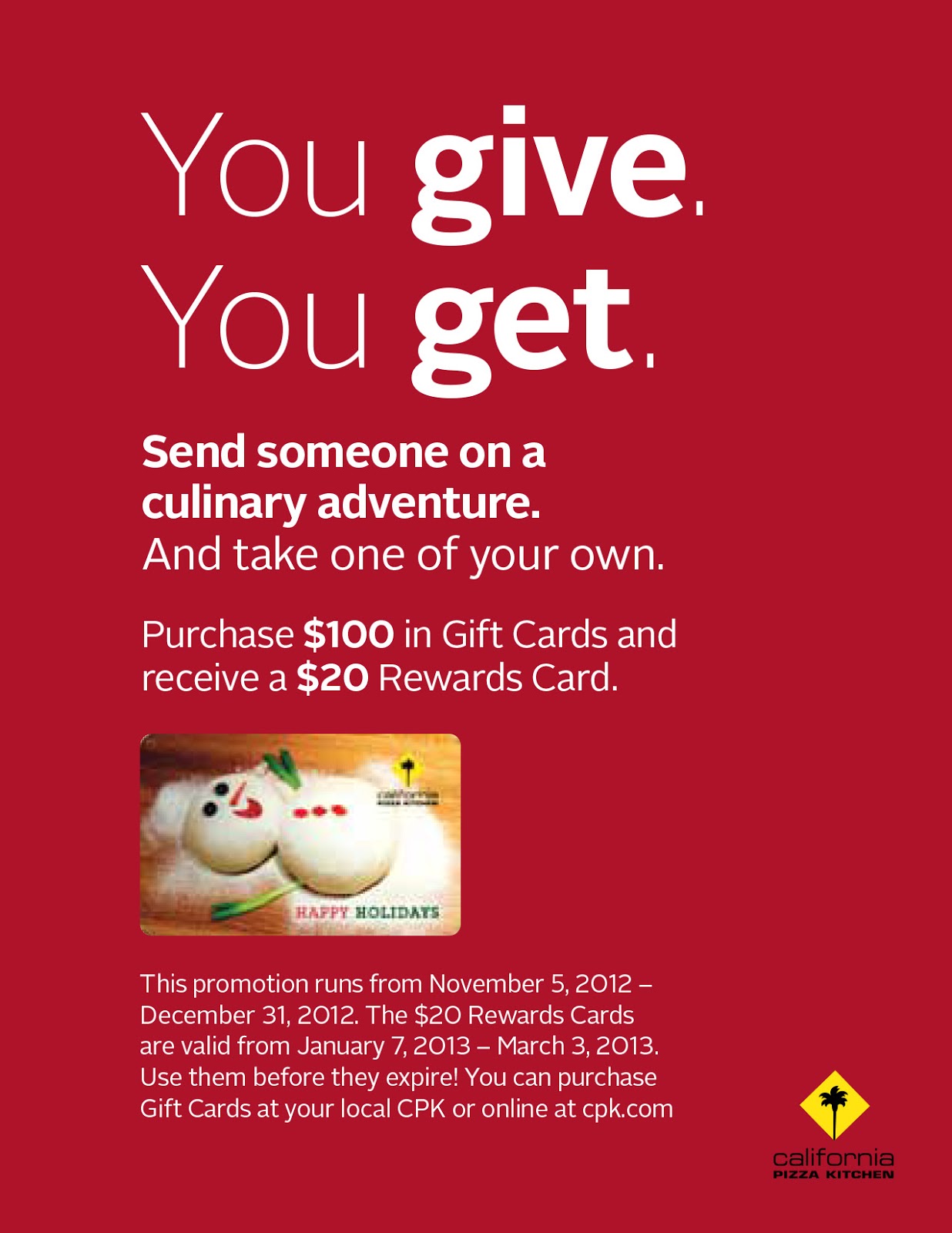 California Pizza Kitchen Gift Card Deal