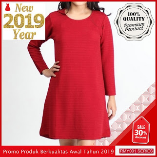 RMY018D47 Dress Wanita Basic Lengan Keren Panjang Earreen BMGShop