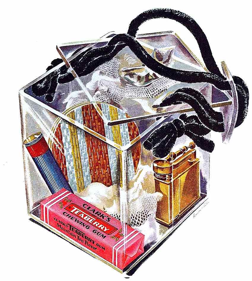 1945 lucite purse a 1945 lucite purse, color illustration, clear cube