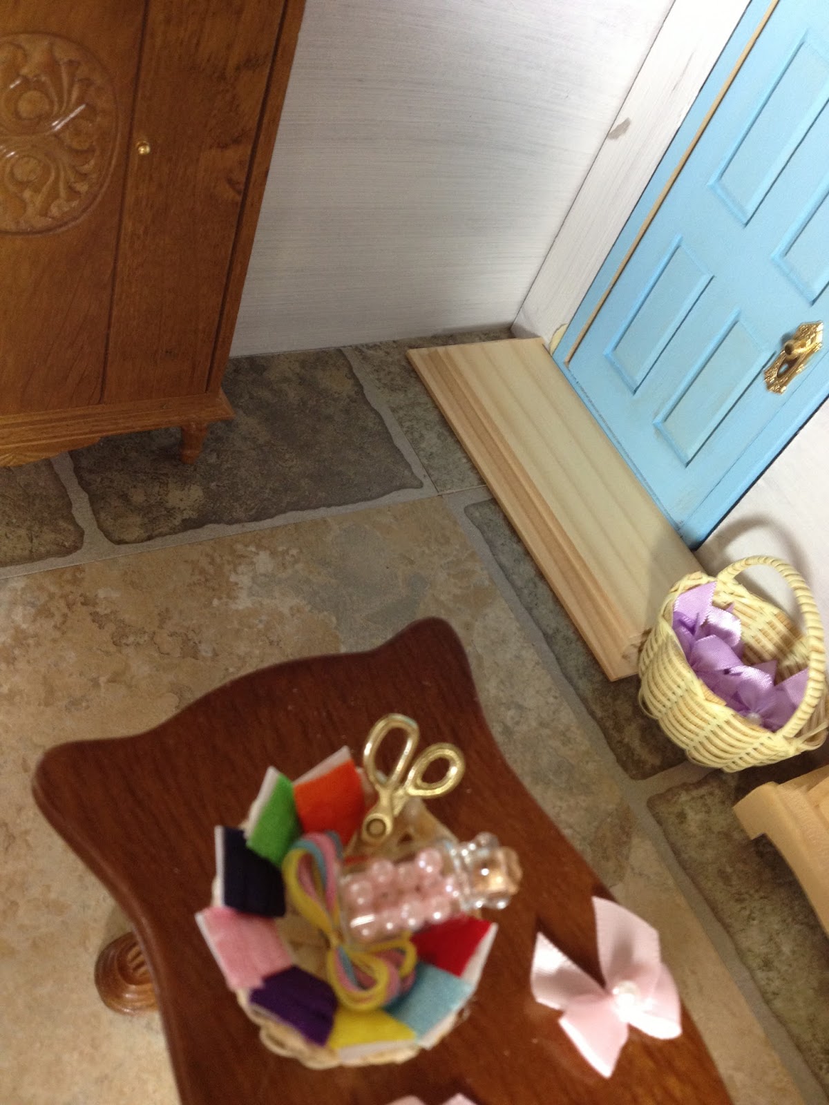 Jocelyn's Mountfield Dollhouse Real Vinyl Tile Flooring in the Hat Shop