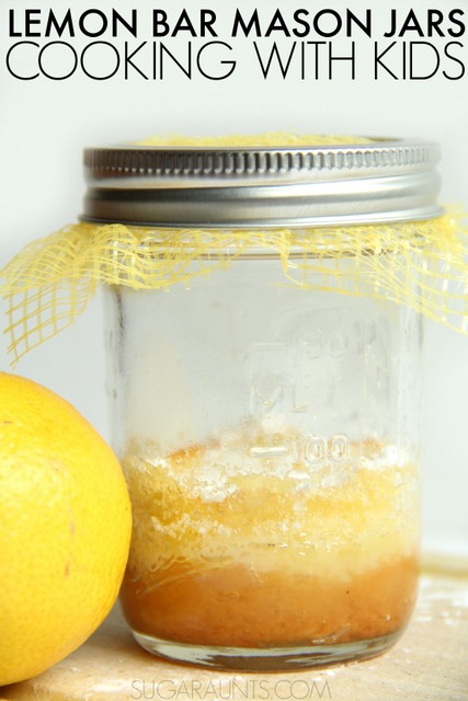 Make lemon bar cookies in a mason jar for gifting or a sweet and tart summery treat. Kids will love to make these in a cooking with kids activity!