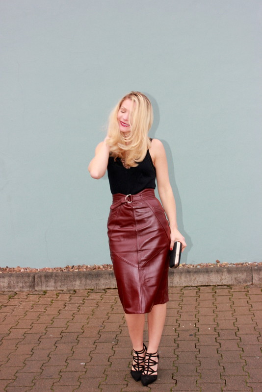 Zalando Selrita Leather Pencil Skirt Ruby Hugo Boss Red Leather