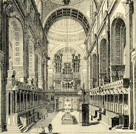 Interior of the choir of St Paul's (1754) from Old and New London by W Thornbury (1873)