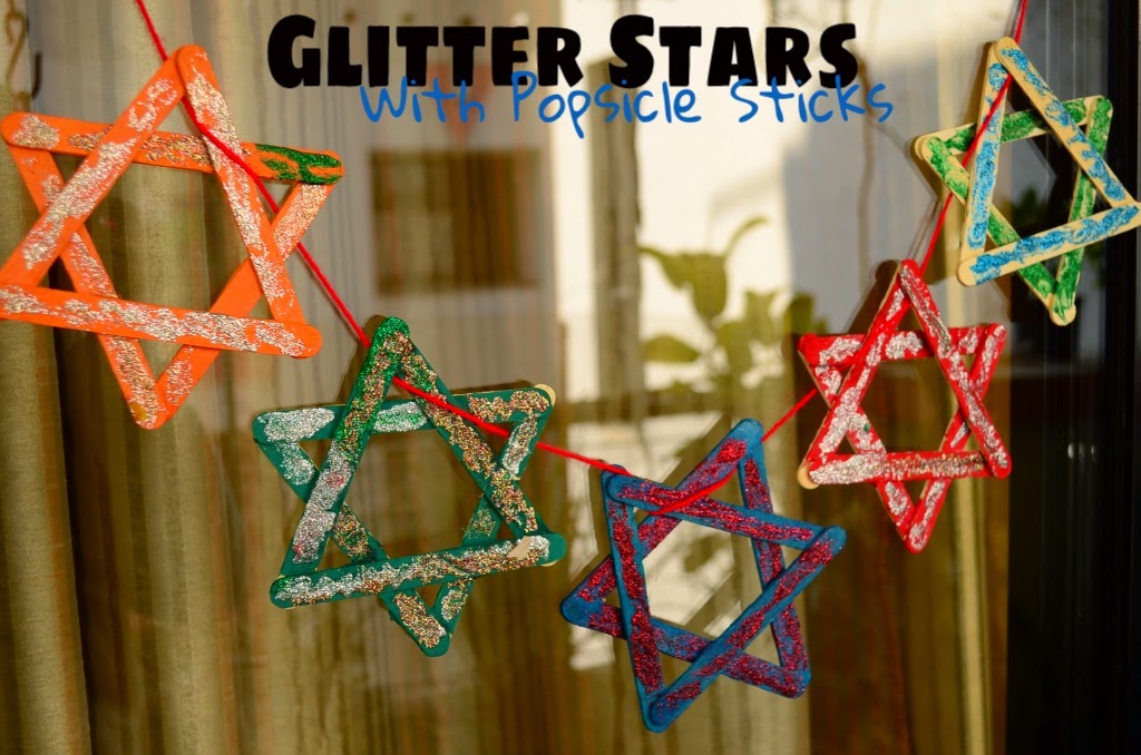 Kids Christmas Craft: Glitter Stars with Popsicle Sticks