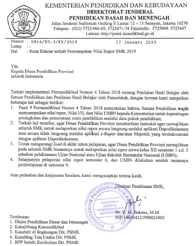 Surat Edaran Penyampaian Nilai Rapor Di Aplikasi Dapodik 2019 Smk Blog Om Jhon