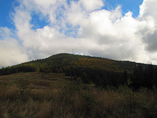 Okrąglica (1239 m n.p.m.) z Przełęczy Kucałowej. Okrąglica (1239 m n.p.m.) z Przełęczy Kucałowej.