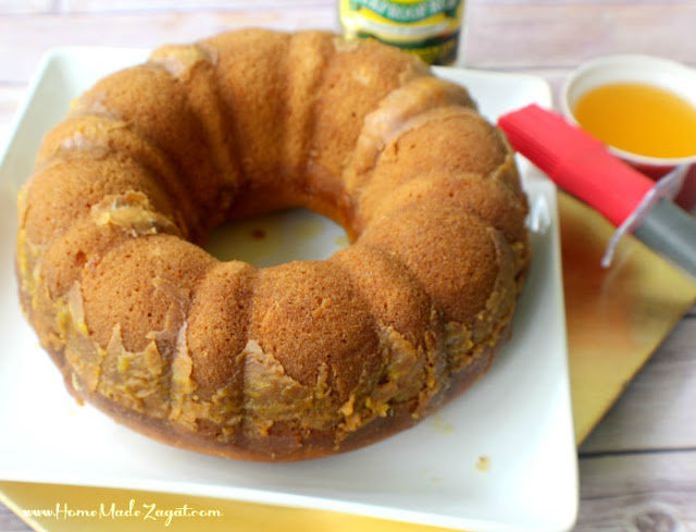 Moist citrus cake infused with white rum glaze