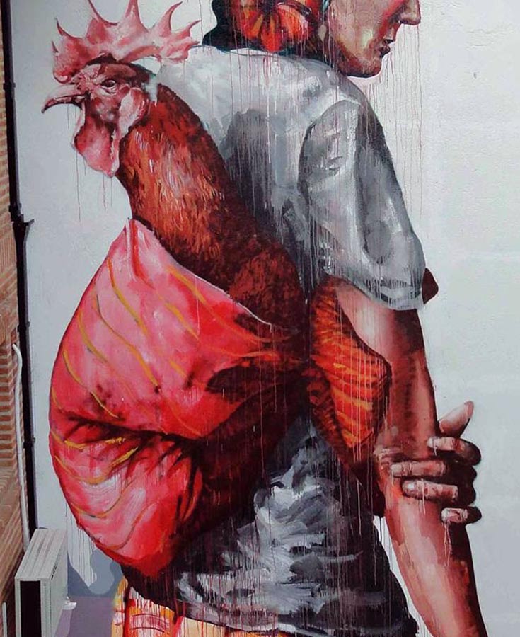 "The Displaced" a new street art piece by Australian artist Fintan Magee. 2