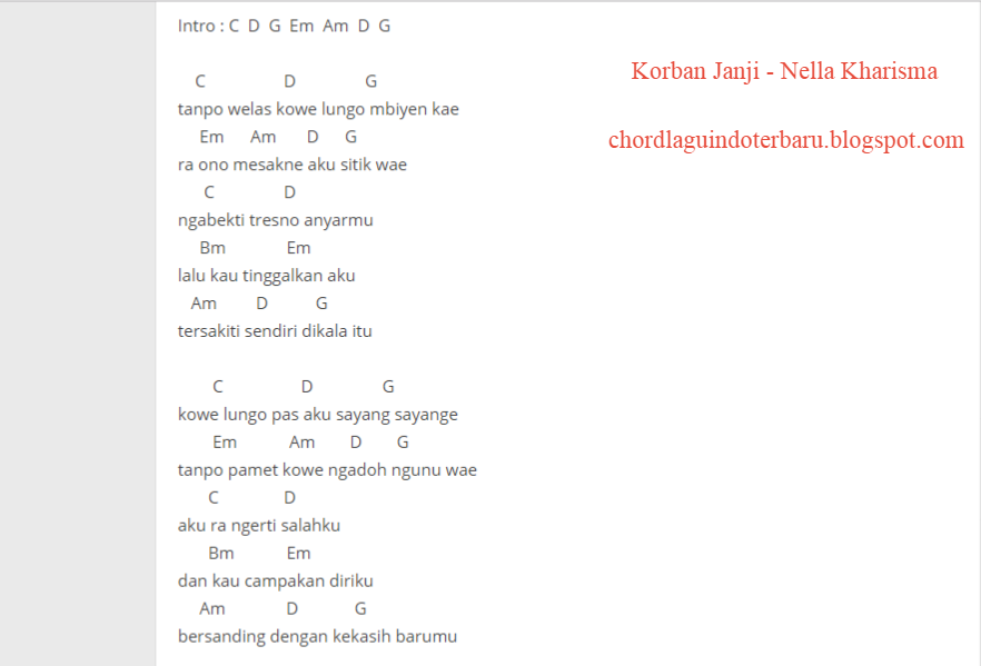 Kunci Gitar Lagu Indo