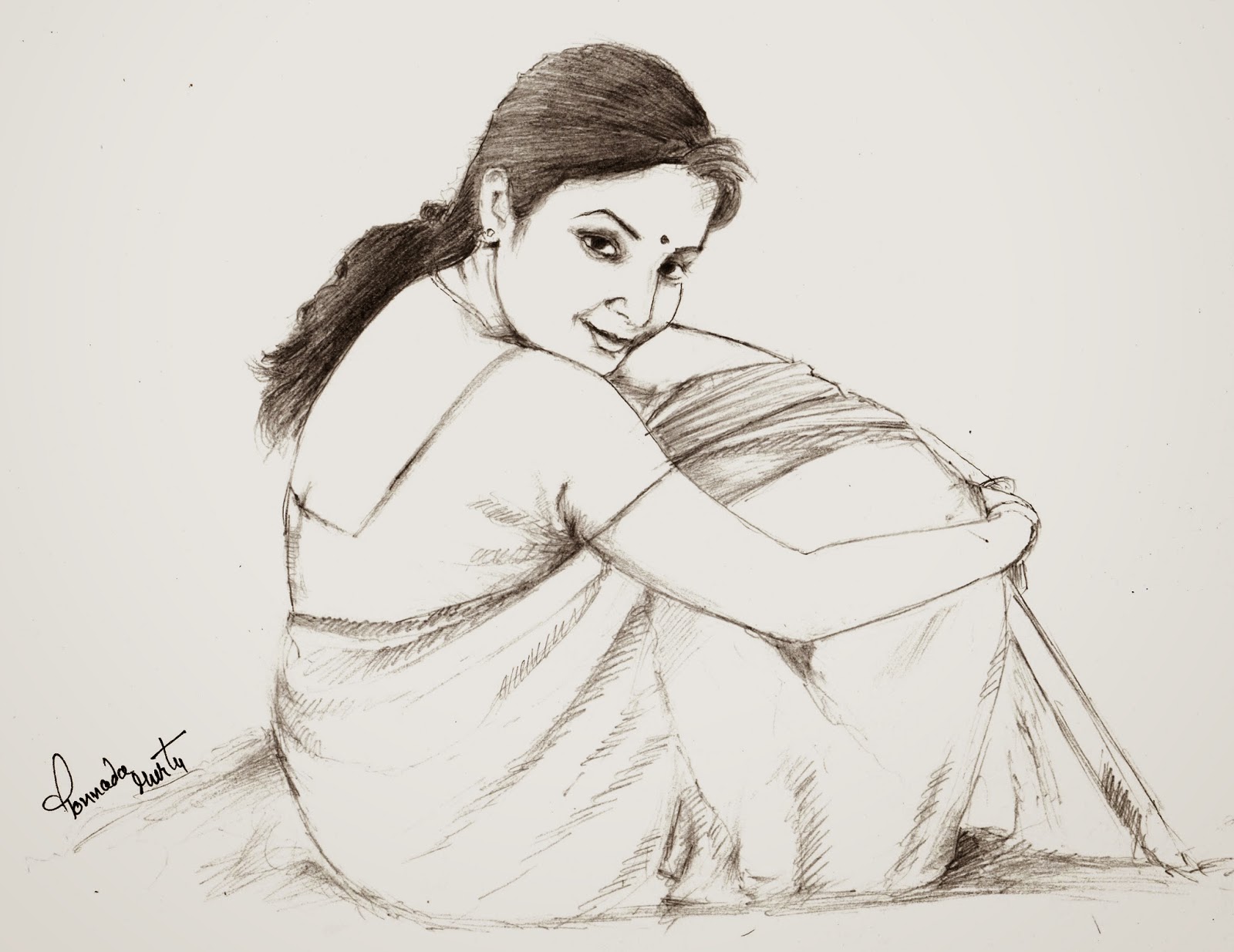  Sketches  and Drawings Telugu girl  pencil drawing 