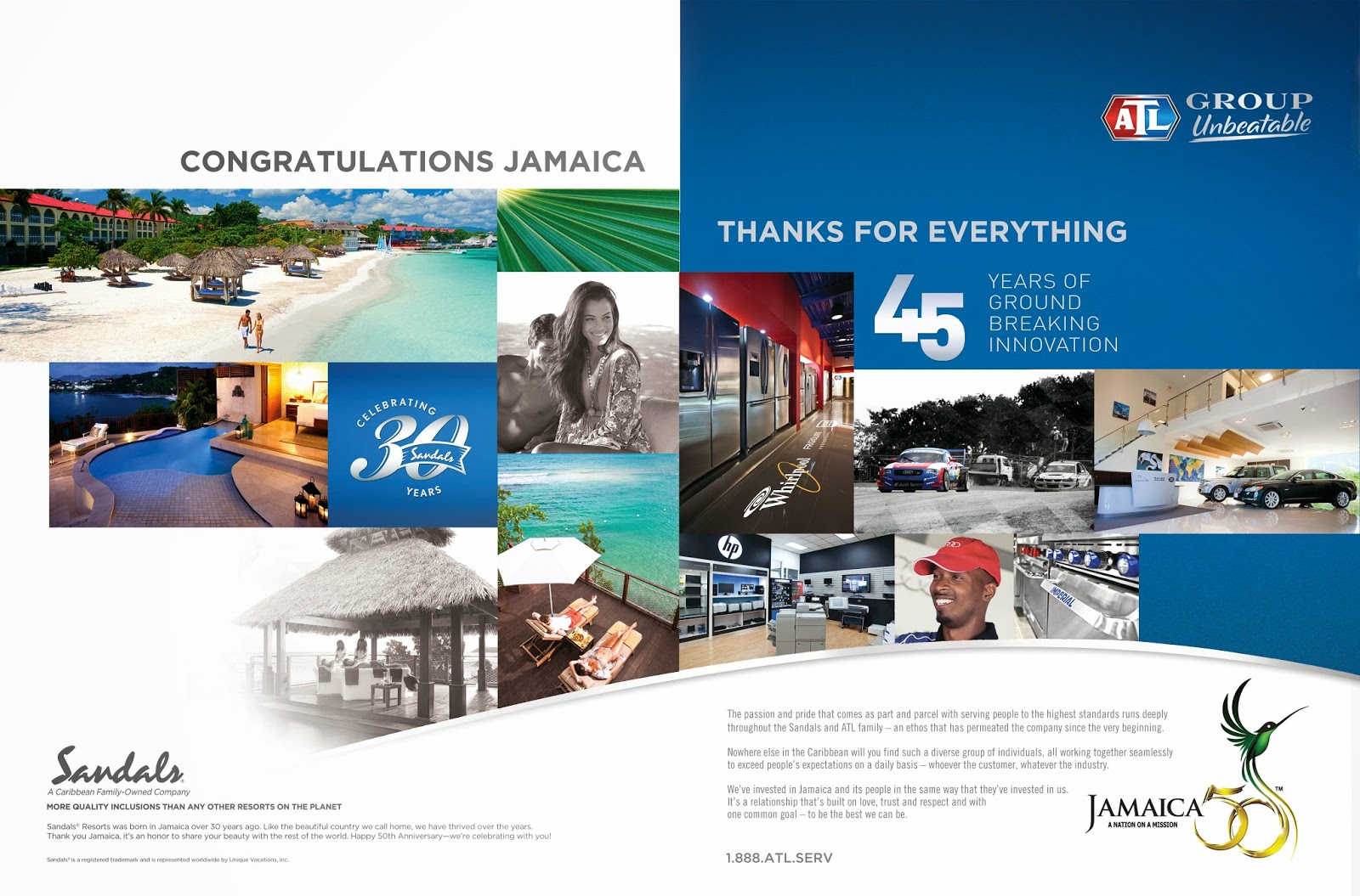 f11 productions Jamaica 50th Anniversary Ad Design "Sandals"