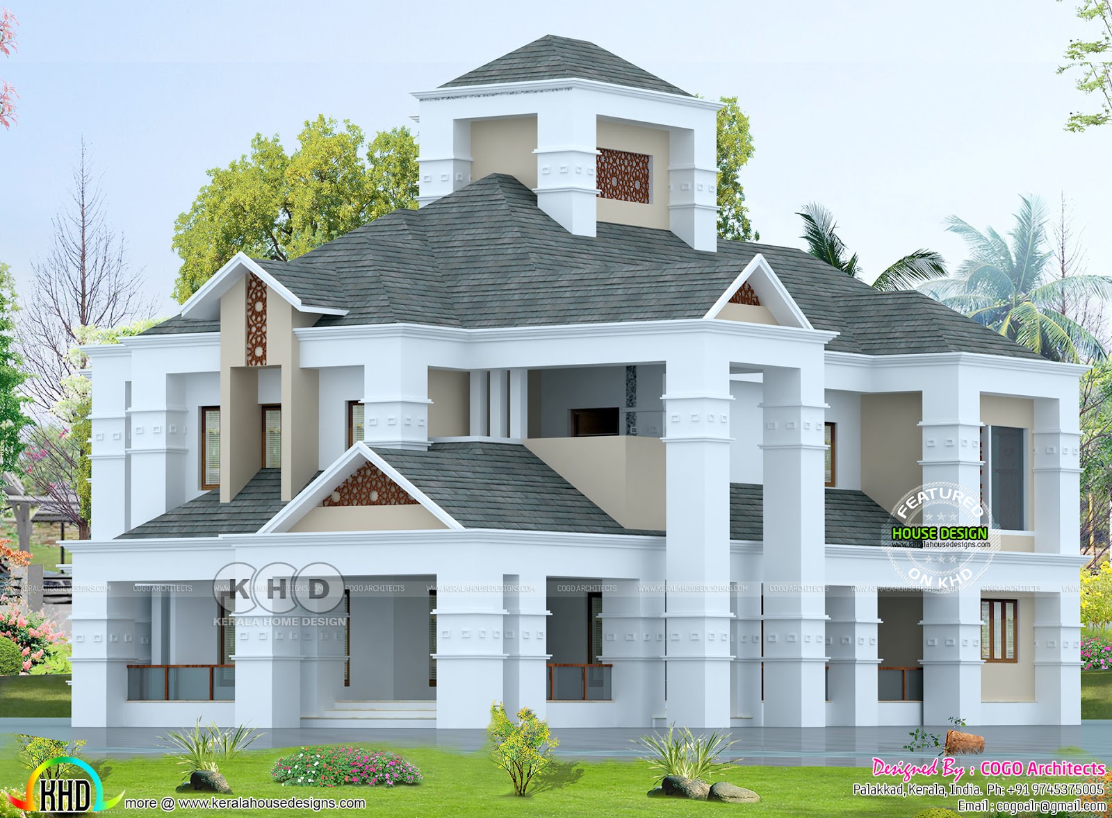 Colonial style luxury  home  5  bedroom  Kerala home  design  