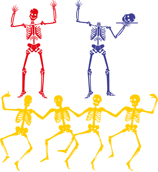 Alegres esqueletos danzarines Vector