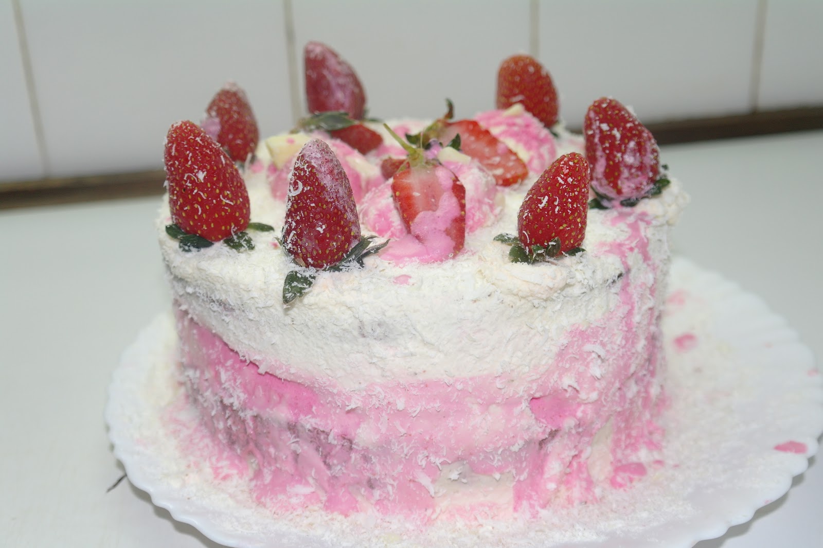 Strawberry and Vanilla Ice Cream Cake