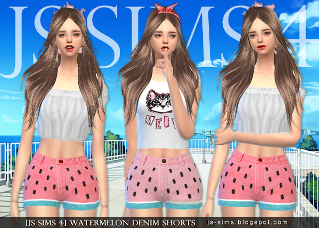 [JS SIMS 3&4] Watermelon Denim Shorts